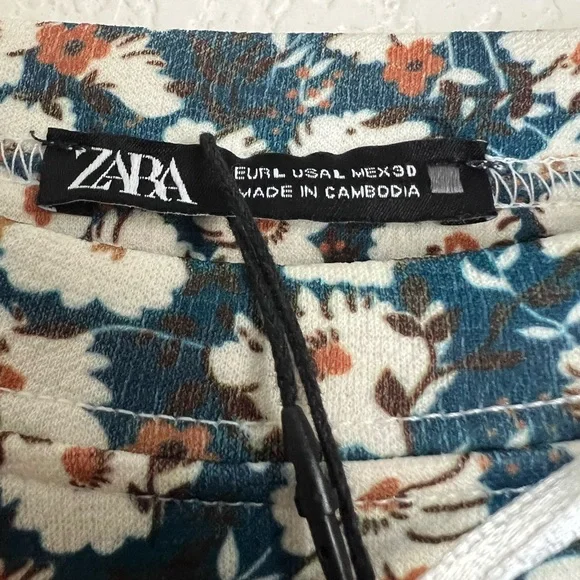 Zara deep teal floral print shirt dress - Picture 3 of 5